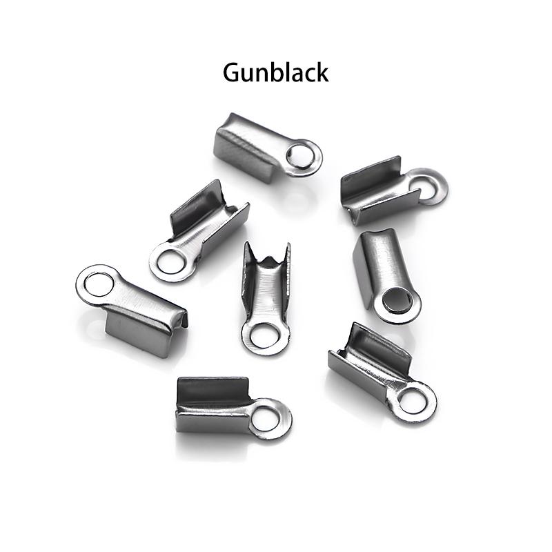200 Stück/Los Quetschperlen Abdeckkappen Schnur-Endkappen Kordelband Lederclip Faltverschluss Für Schmuckherstellung DIY Halsketten-Verbinder