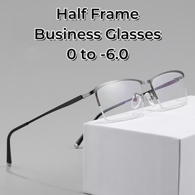 Business Men Optical Myopia Glasses Half Frame Women Short-sighted Eyeglasses Blue Light Blocking Eye Protection Eyeglass