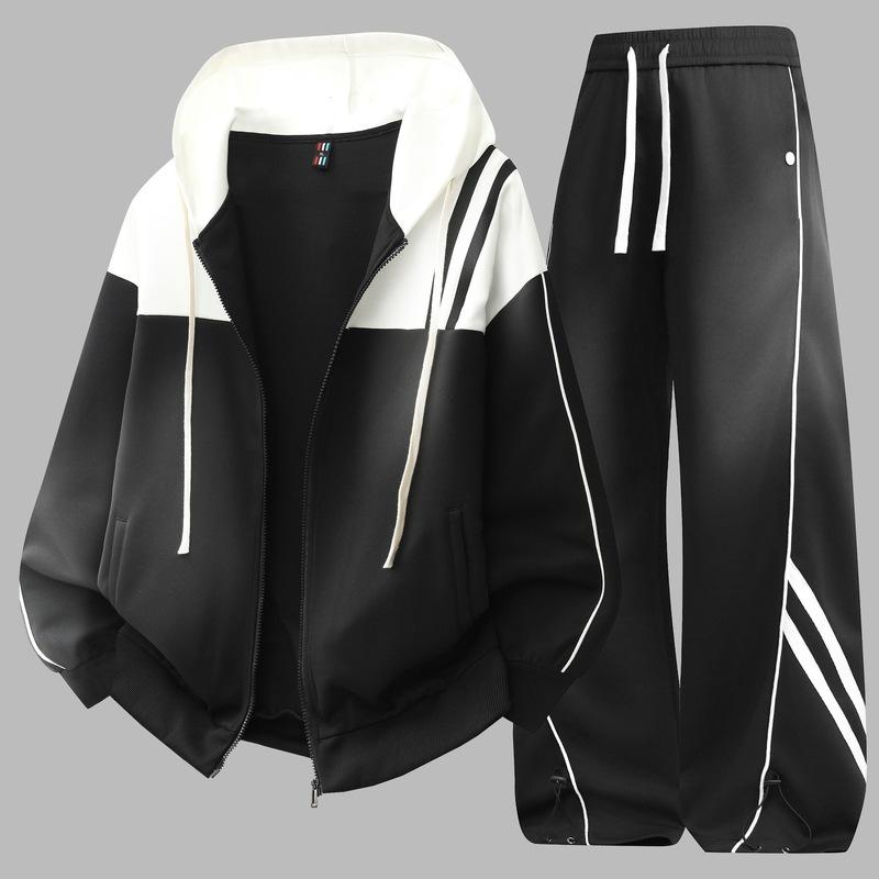 

Мужской свободный комплект из двух предметов: удлиненная куртка и брюки. Молодежный, стильный, универсальный. Кардиган, толстовка с капюшоном, спортивные штаны. M