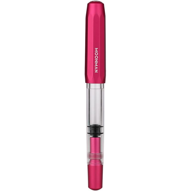 MOONMAN T1 Handmade Resin Fountain Pen, Large Capacity Piston Filler, Fine Nib with Aluminum Alloy Barrel