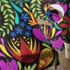 Colorful Mexico Abstract Flower Sheer Curtains for Living Room Decoration Window Curtains Kitchen Tulle Voile Organza Curtains