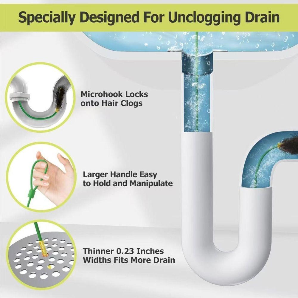 5pcs Flexible Drain Snake Anti-Break Plumbing Snake Cleaner Sink Drain Cleaner Kitchen Sink