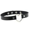 Cool Gothic Black Heart Choker: Women's Punk Metal Necklace with Collar Strap
