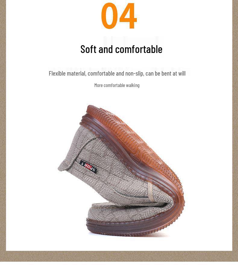 Men's Slip-on Old Beijing Canvas Shoes - Breathable, Non-slip, Wear-resistant Sole, Spring/Autumn Casual Footwear