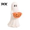Halloween Table Decorations Resin Ghost Statue with Pumpkin Candy Bowl for Decor, Detailed Tabletop Figures Cute Desktop Organizer Living Room Bedroom