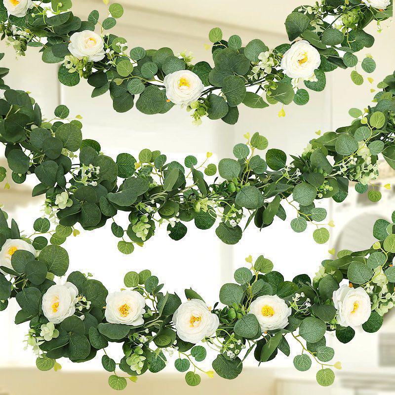 Artificial Rattan Rose & Eucalyptus Flower Vine