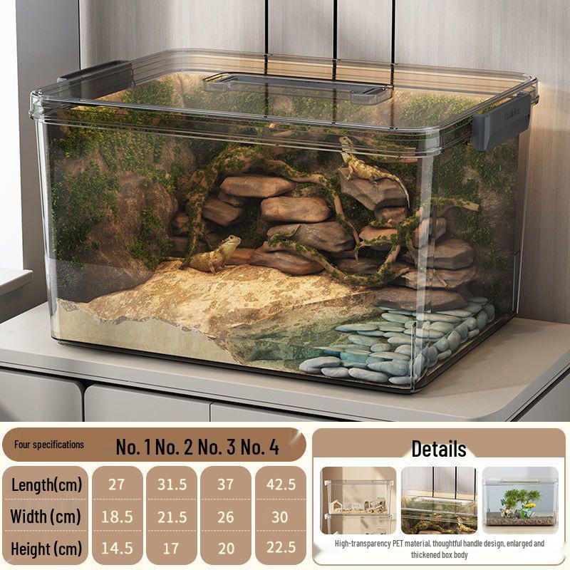 High Clarity Fish Tank & Ecosystem Box for Goldfish, Turtles, Hamsters with Ecological Landscaping Storage
