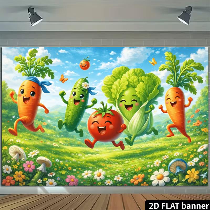 2D Green Garden Vegetables Banner for Baby Shower & Kids Party