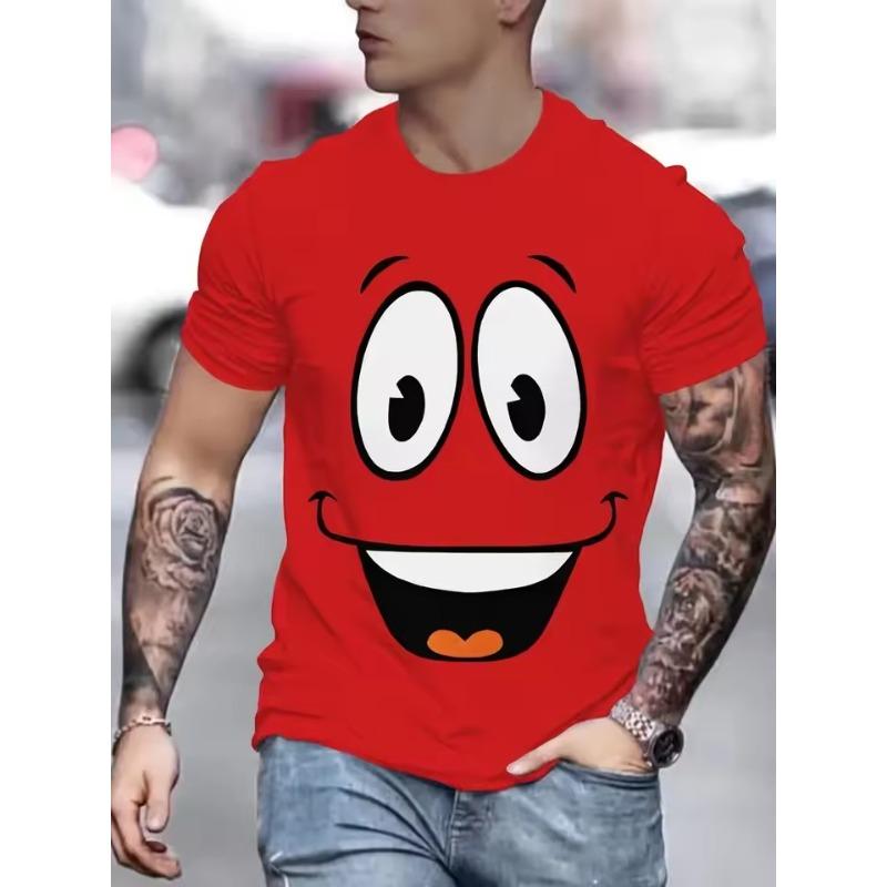 Funny Smiling Face Graphic T Shirts Harajuku Fashion Men's Clothing  Streetwear Smile Man T-Shirt Y2k Unisex Tee Tops