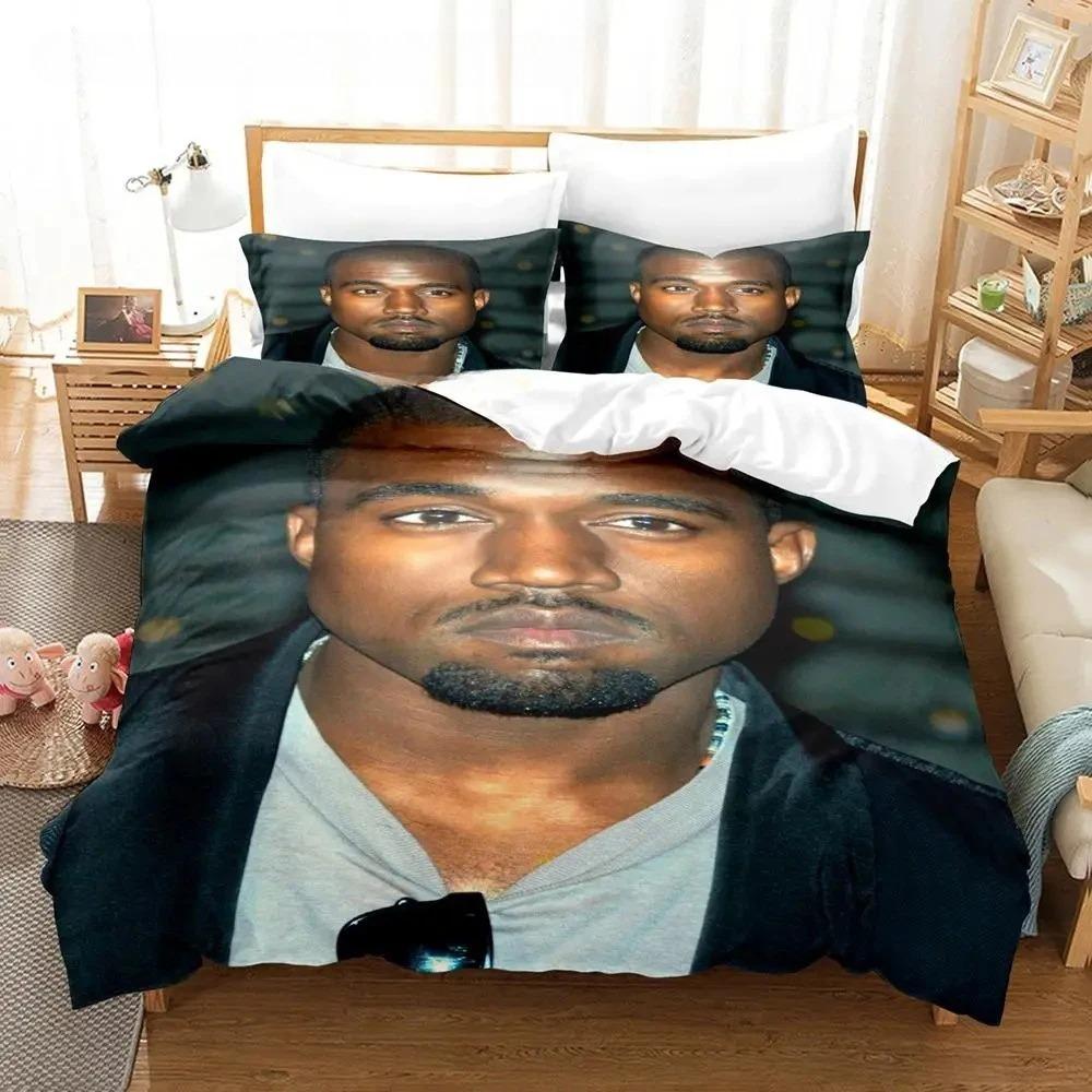 

Комплект постельного белья Канье Уэст Односпальный Полуторный Двуспальный Кинг-сайз Комплект для кровати Взрослый Мальчики Спальня Наборы пододеяльников 3D-принт Аниме EU single(135x200cm)