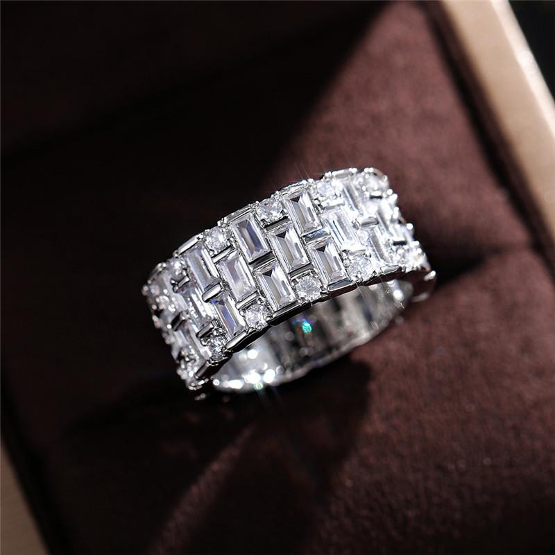 Luxury 925 Sterling Silver Women Wedding Rings Geometric CZ Simple Stylish Female Accessories High Quality Statement Jewelry