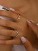 Korean Fashion Simple Light Luxury Cold Style Senior Sense Of Stainless Steel 18K Gold-Plated Diamond V-Shaped Ring Female