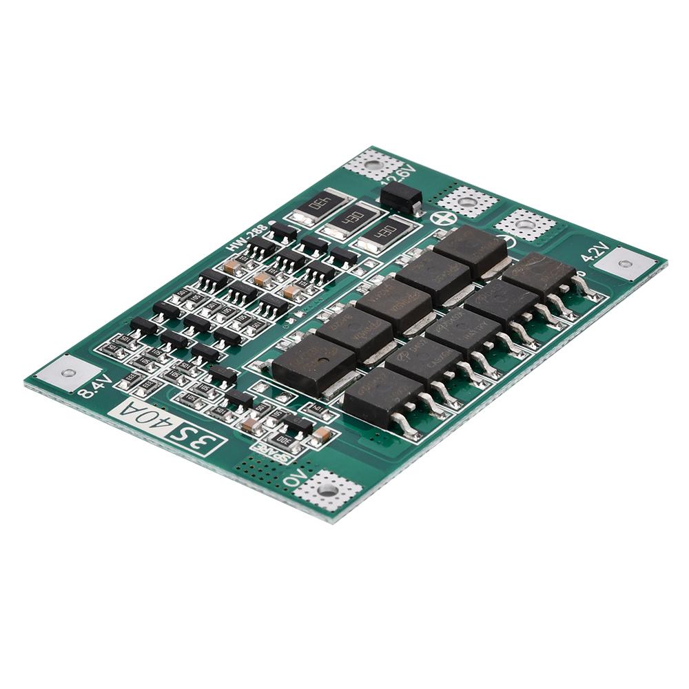 3S 40A Lithium Battery Protection Board Li-ion Lithium Battery PCB Protection Board Module 12V Board with Balance Charging