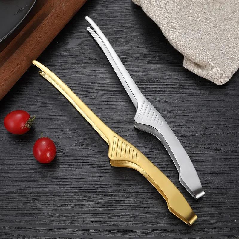 1Pc Food Clip Stainless Steel Barbecue Clips Portable Outdoor Grilling Tweezers Non-Slip Steak Tongs Kitchen Cooking Tools