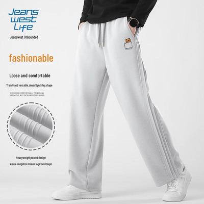 JEANSWEST LIFE Men's Pleated Wide-Leg Straight Casual Pants