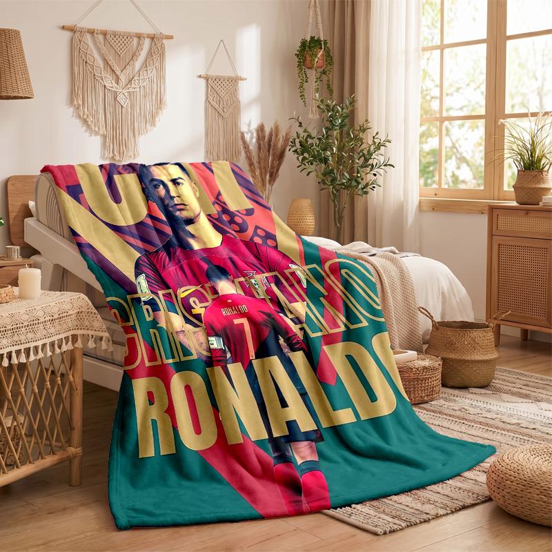 Coperta Morbida e Calda in Flanella con Stampa di Cristiano Ronaldo, Coperta da Divano/Letto per Casa, Ufficio, Camera da Letto