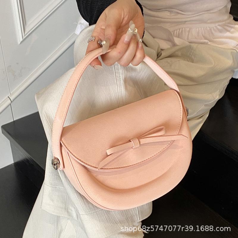 Korean Version Niche Design Fashionable Simple Bow Bag Women's 2025 Summer New High-end Messenger Small Square Bag