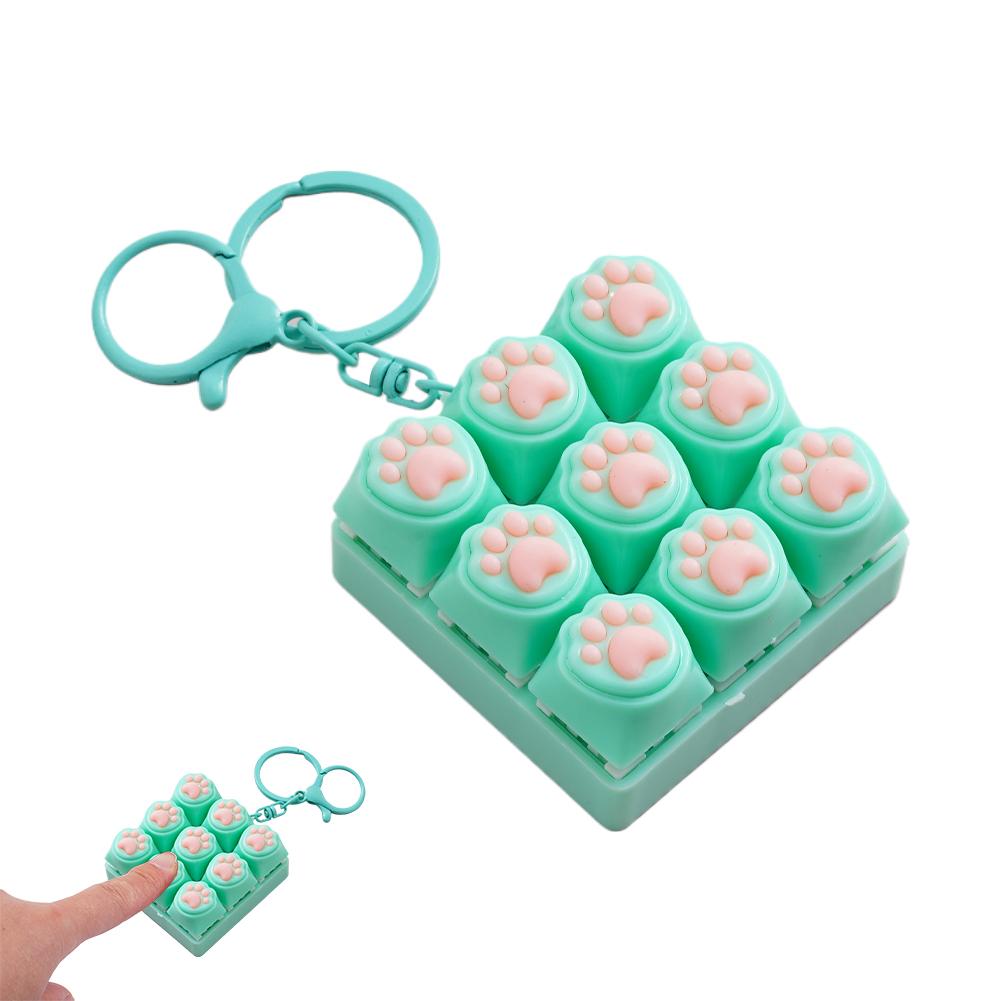 Keyboard Key Fidget Keychain Decompression DIY Keycaps Cat Paw Button Keycap Clicker Toy Relaxing Sensory Play