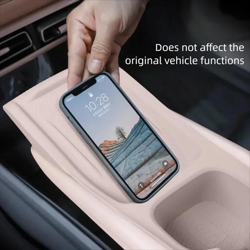 For BYD Seagull Dolphin Surf Mini Atto 1 2024 2025 2026 Wireless Charging Silicone Pad Storage Box Cup Holder Car Accessories