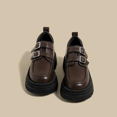 Small Leather Shoes Women's British Style New Spring and Autumn Single Shoes with Platform Black Women's Shoes