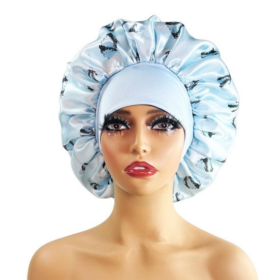 Hair Cap Silk Satin Bonnet Extra Large Sleeping Satin Bonnet Comfortable Flower Print Elastic Band High Density Women Braids Curly Night Hat