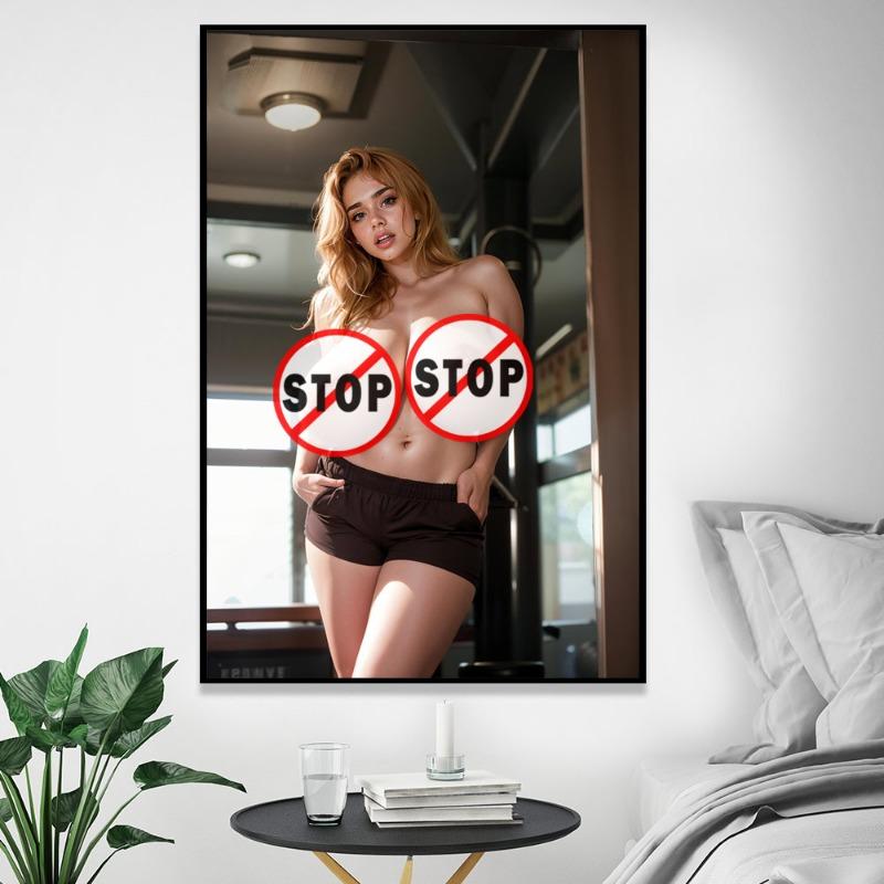 AI painting European and American sexy big breasted naked woman canvas poster uncensored blonde beauty erotic wall art