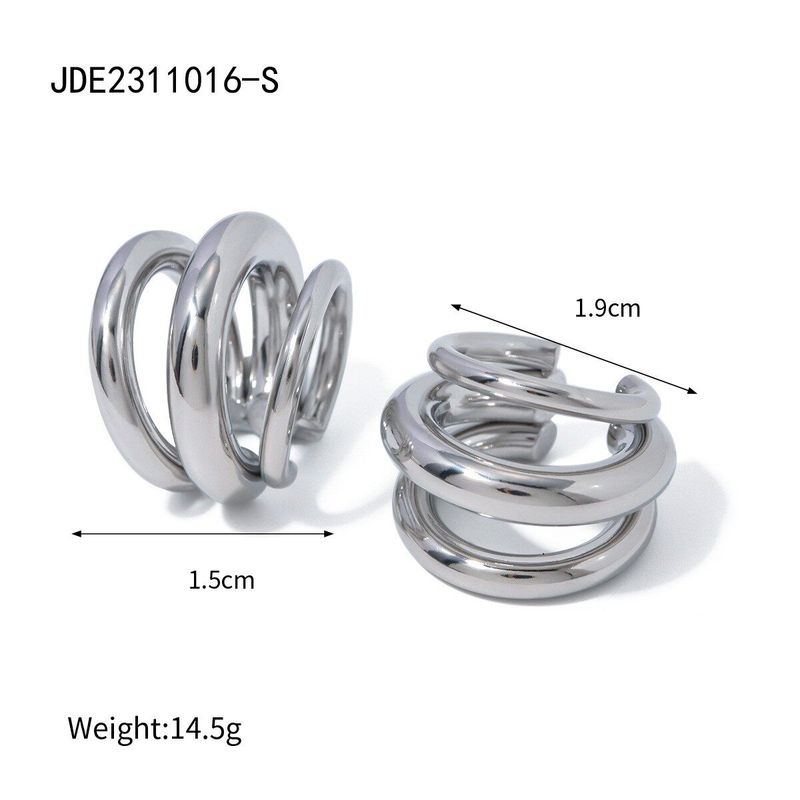 Fashion Ins Style Classic Simple Easiest for Match Titanium Steel Gold-Plated Three-Layer Ear Clip Fancy Earrings Ear Clip Without Pierced Ears