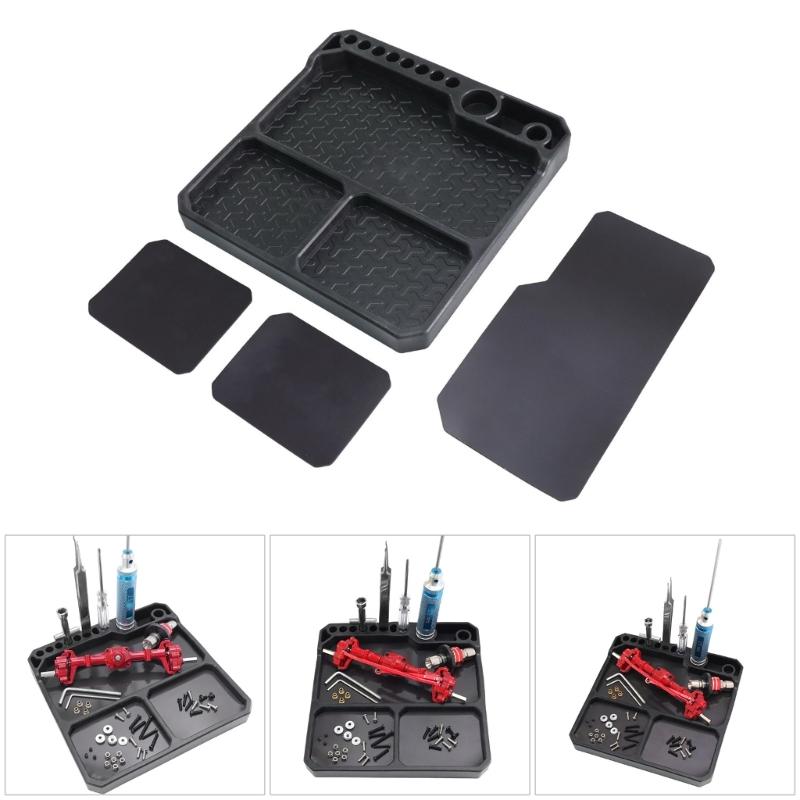 Heat Resistant Plastic Organizers Tray Feature Integrated Magnetic Plate and Multiple Dividers for Neat Parts Storage