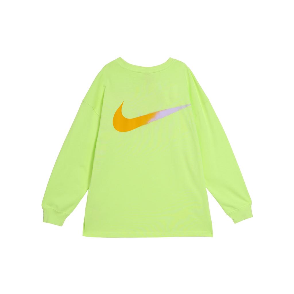 Nike Tricou Casual cu Gât Rotund și Mânecă Lungă Căzută cu Imprimeu Femei Galben-Lămâie Deschis HJ1497-736