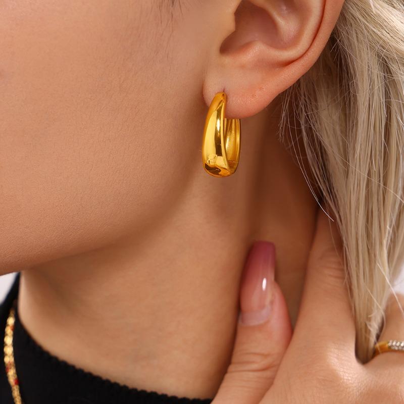 Elegant Gold Color Oval Hoop Earring for Woman Metal Elegant Vintage Geometric Statement Luxury Earrings Party Jewelry Gifts