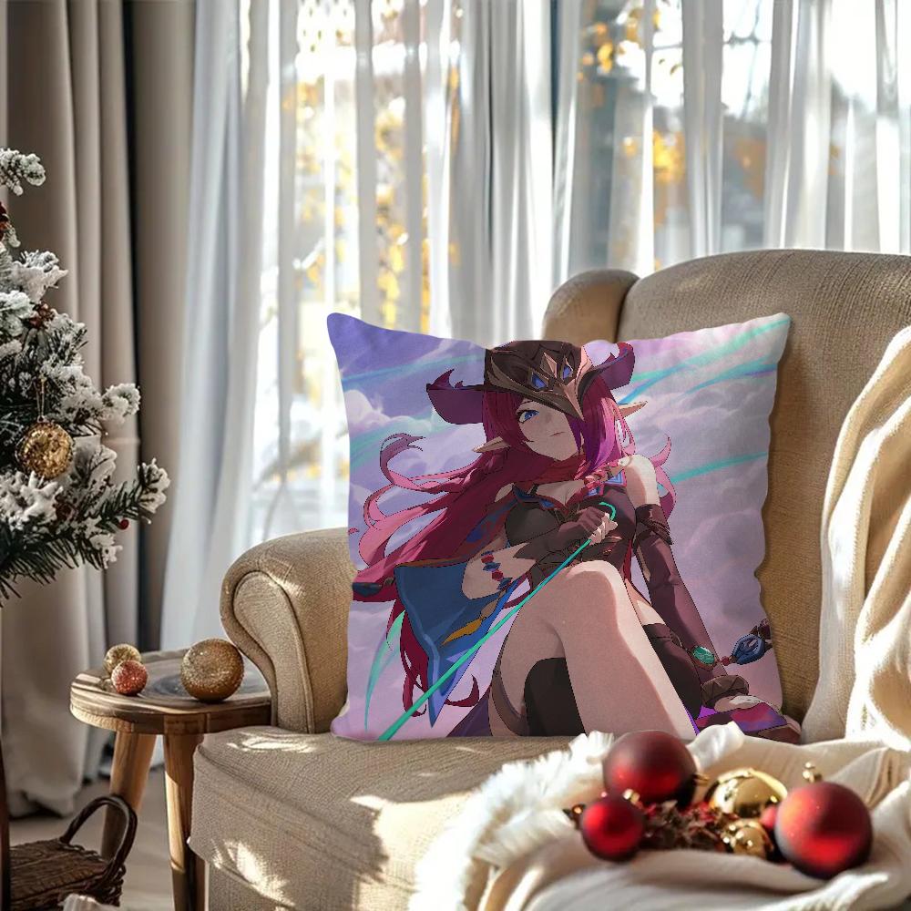 Game Genshin Impact Chasca Pillow Case Square Pillow Bedroom Sofa Leisure Comfort Cushion Car Living Room Home Decoration 40X40