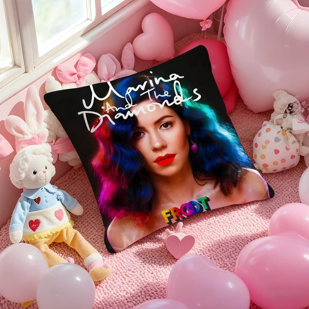 Music Album M-Marina the diamonds Pillow Case Soft Plush Fabric Double-Sided Printed Cushion Cover Warm Winter Sofa Pillow Case