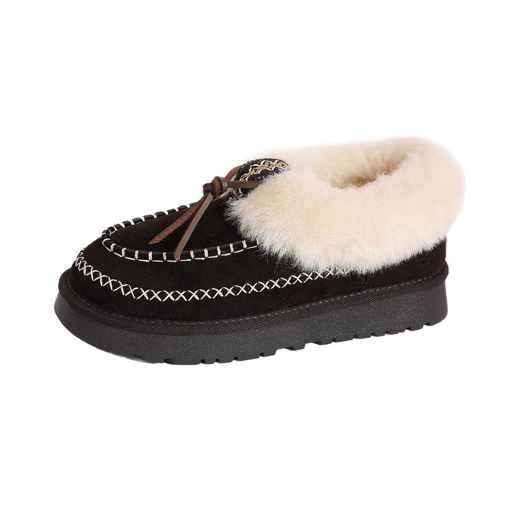 Winter Fashion Plush Plush Mouth Thick-soled Warm Shoes Bag Heel Plush Cotton Shoes Women's One Foot Pedal Confinement Cotton Shoes