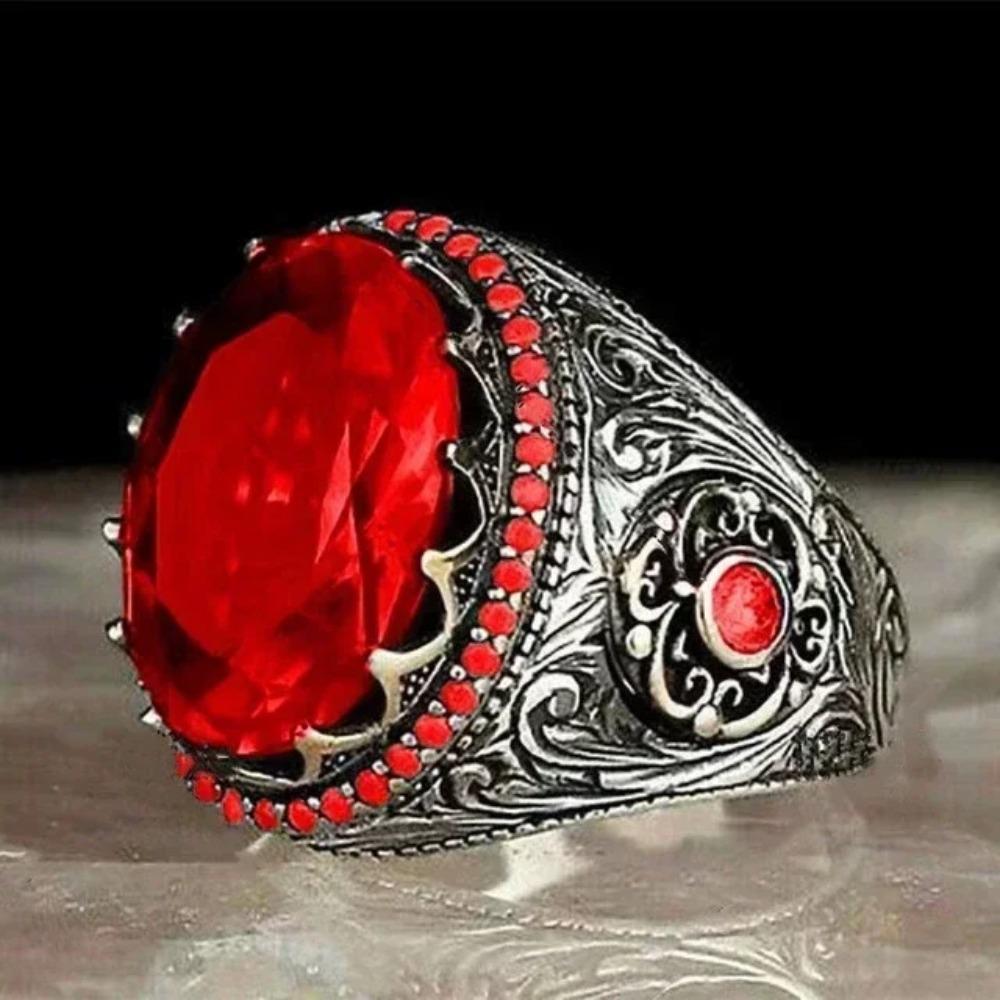 New Inlaid Emerald Mens Luxury Ring Retro Domineering Personality Jewelry for Banquet Party Gifts