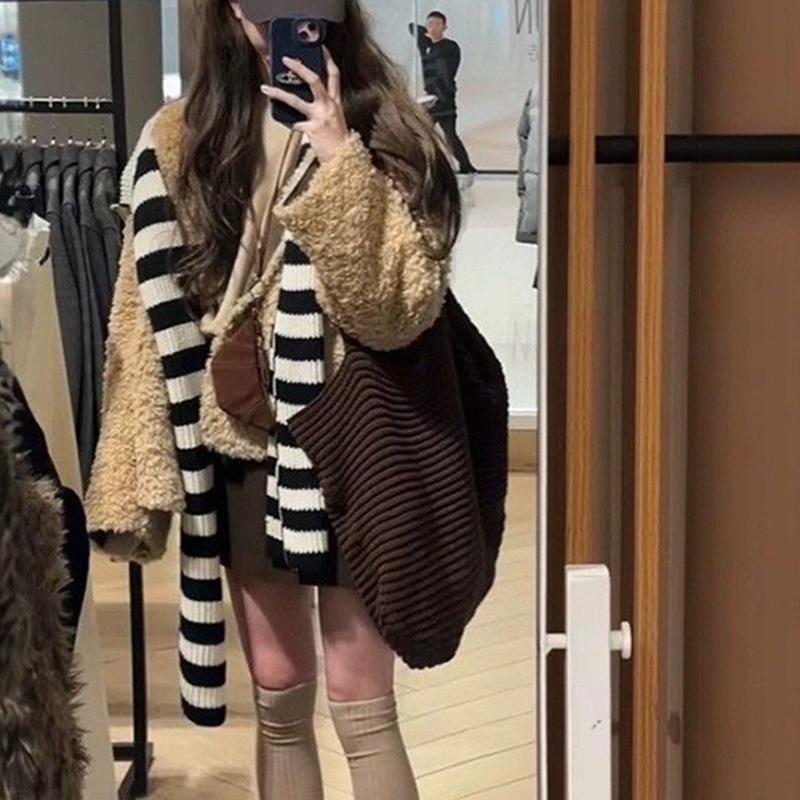 Retro Knitted Handbag for Women Autumn Winter New Design Solid Color Knitted Bag Large Capacity Travel Shoulder Bag CLE