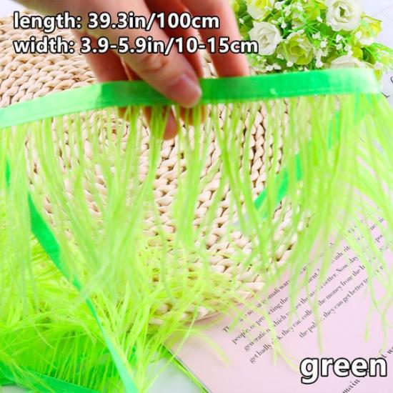 1 м DIY Ленты с искусственными перьями и мехом, Отделка, Бахрома, Кисточки для шитья костюмов зелёный