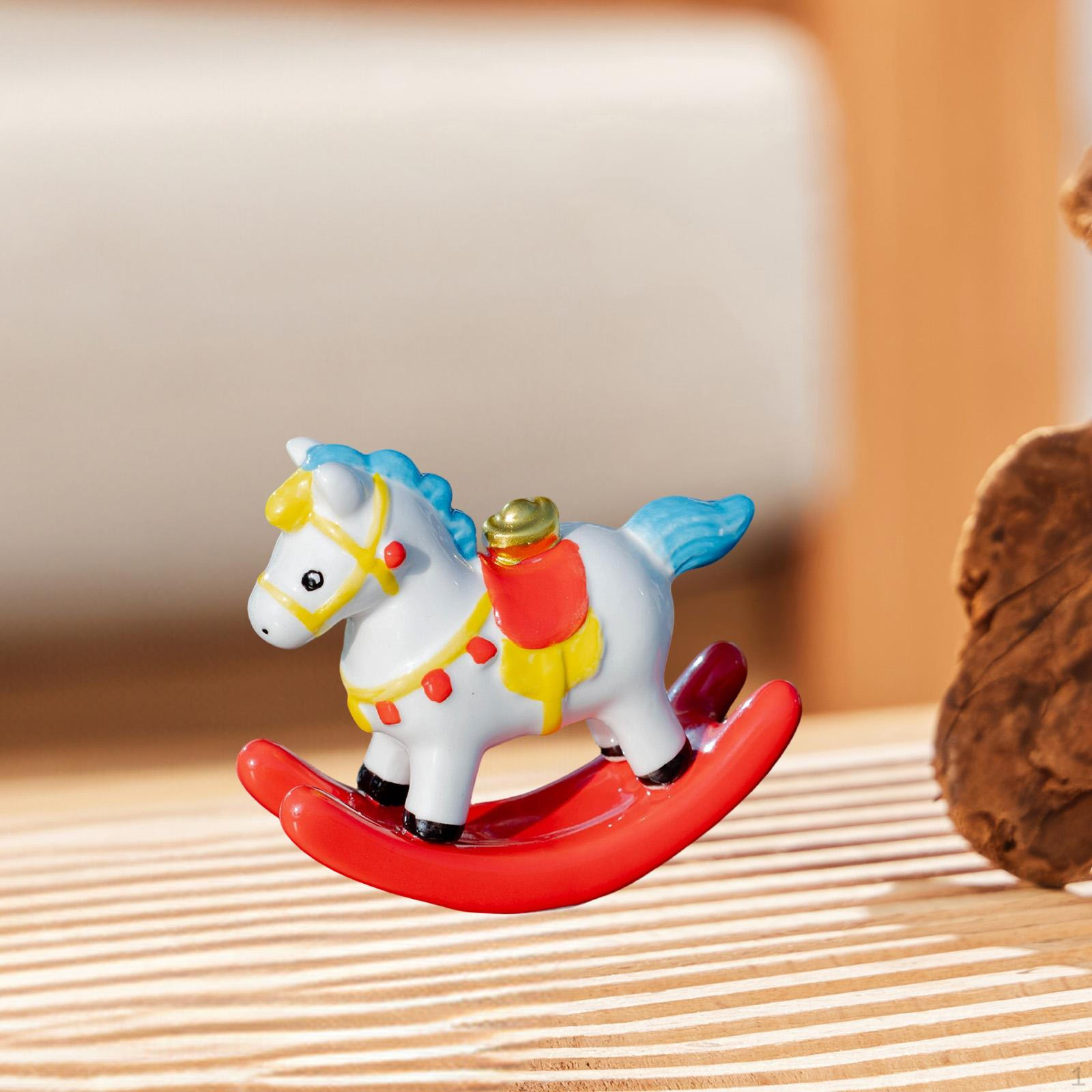 Miniature Horse Figurine Animal Sculpture Home Decor Small Rocking Statue for Fireplace Shop