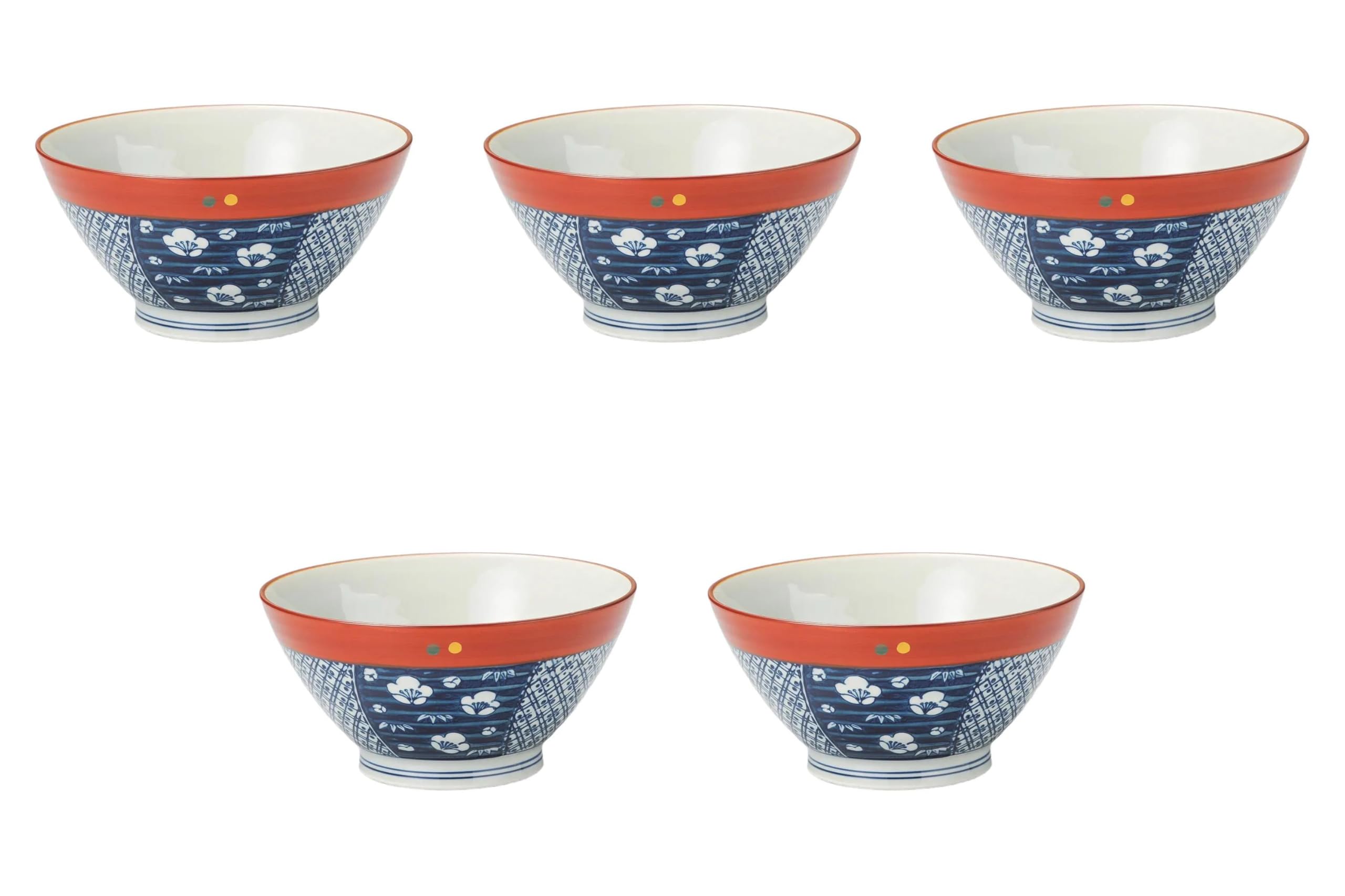 

Set of 5 Shozui Bowls x Arita Setomonohonpo Vermilion-Wrapped [18 9cm] Multi-Purpose Bowls, Ware,