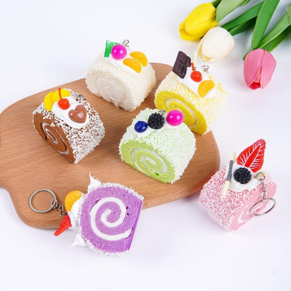 Creative Swiss Roll Squishy Toy Anxiety Relief Realistic Food Pinch  for Kids Adults