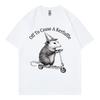 Off To Cause A Kerfuffle Opossum Scooter Funny Tshirt High Street Fashion Trend T Shirt Unisex Unisex Casual Loose Summer Tshirts
