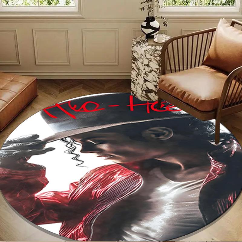 Jackson's Thriller Round Rug for Livingroom,Bedroom, Palyroom, Chair Rug, Area rug, Circle Carpet, Large Size Decor Fan Christmas gift