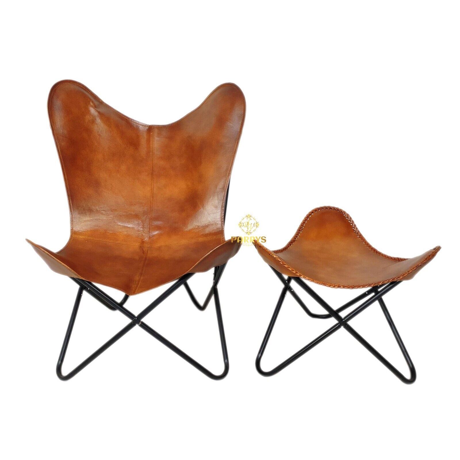 

Набор кожаного стула-бабочки с пуфиком, стула для гостиной/подставки для ног