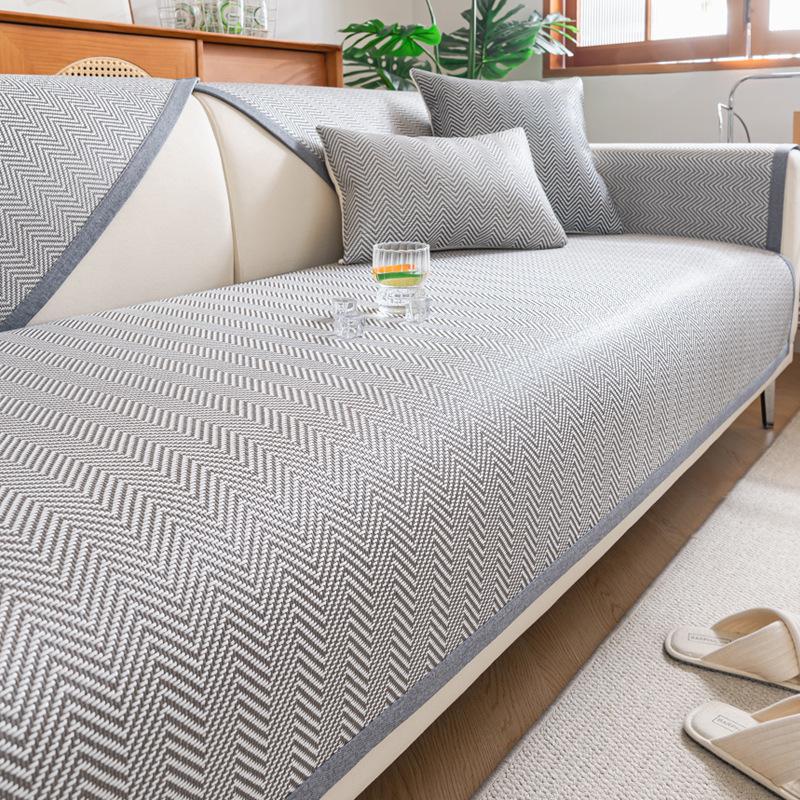 Ice Rattan Sofa Cushion  Summer New Fresh Ice Silk Mat Fixed Non-Slip Foldable Cool Ice Silk Seat Cushion