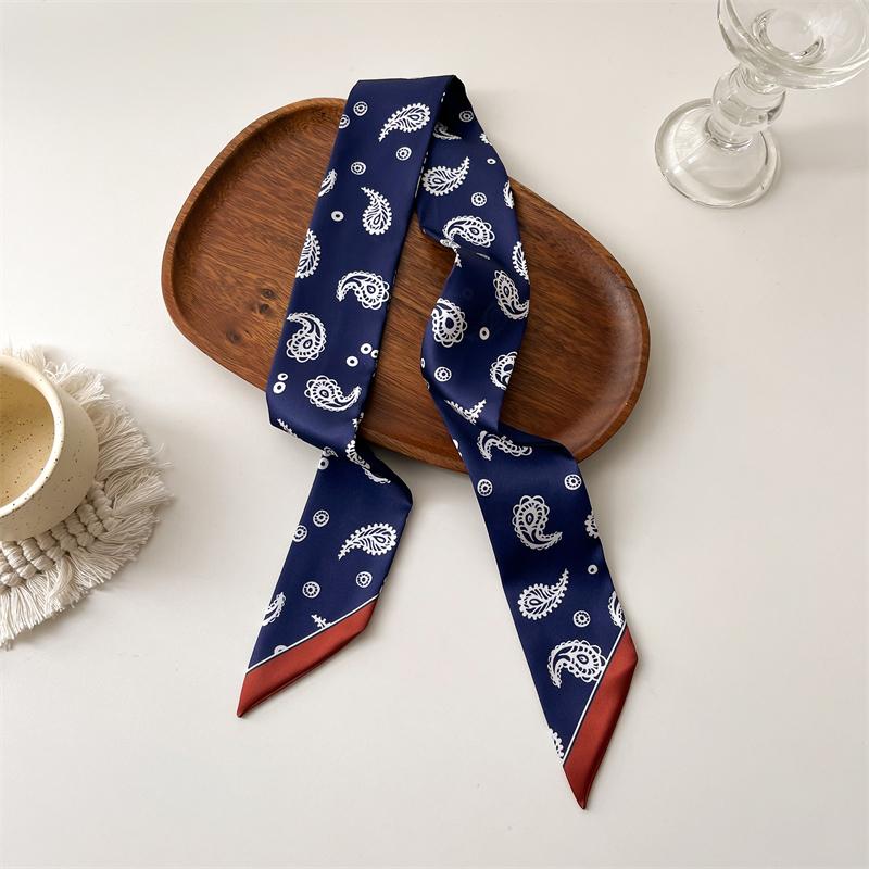Langer, dünner Seidenschal für Damen, Haarband, Krawatte, Design-Print, Luxusmarke, Haarreifen-Accessoires, coole Mädchen-Schals, Sommer 2021