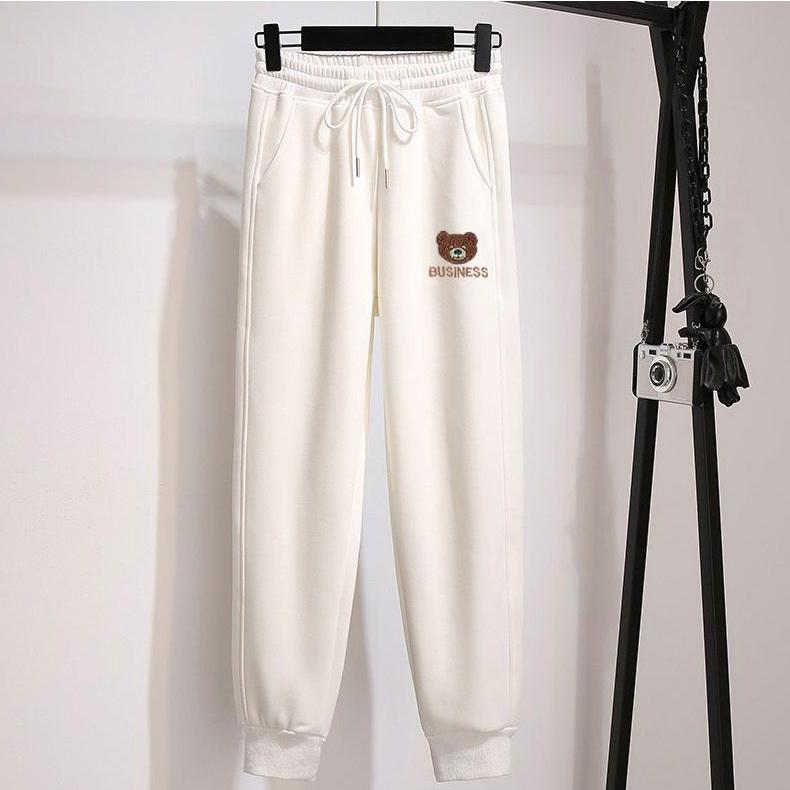 6xl Plus Size Sportowe spodnie dresowe damskie Nowe swobodne nadruki Luźne Plus polar Grube Ciepłe spodnie dziewięciopunktowe