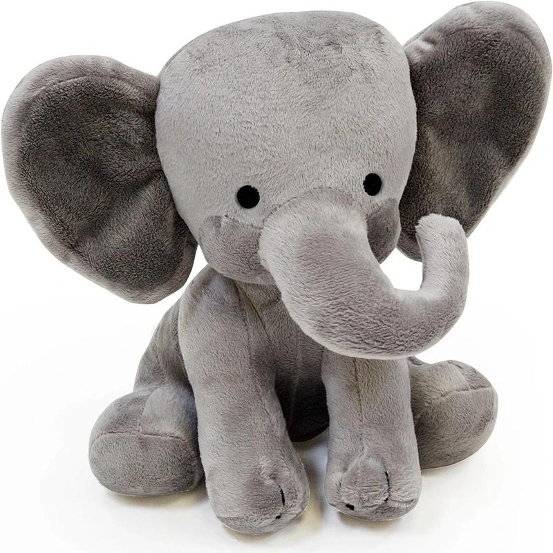 25cm Colorful Elephant Stuffed Plush Toys Kawaii Animals Soft Soother Sleeping Stuffed Pillow Doll Plushie for Baby Room Decorative Gifts