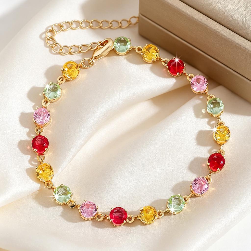 Colorful Zircon Double Hanging Open Mouth Bracelet Necklace DIY Handmade Assembly Earrings Bracelet Jewelry