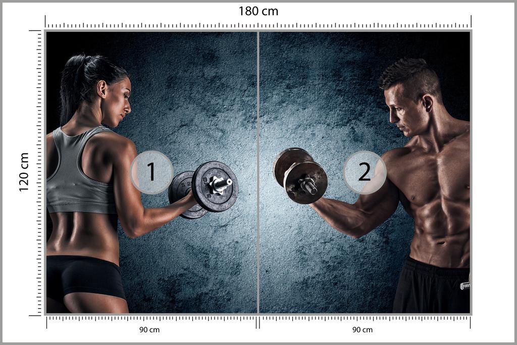 Photomural Muscular Man An Athletic Woman Structural Vinyl 180x120