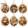 Acrylic Santa Hanging Ornaments 6 Pcs Christmas Pearl Art Ornaments, 2D Flat Holiday Tree Pendant, Effect Decoration for Home Wall Door Window