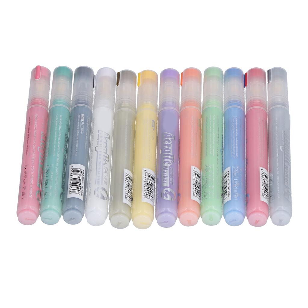 12 Pcs Acrylic Marker Pen DIY Colorful Marker Note Marker Pen Holiday Decoration